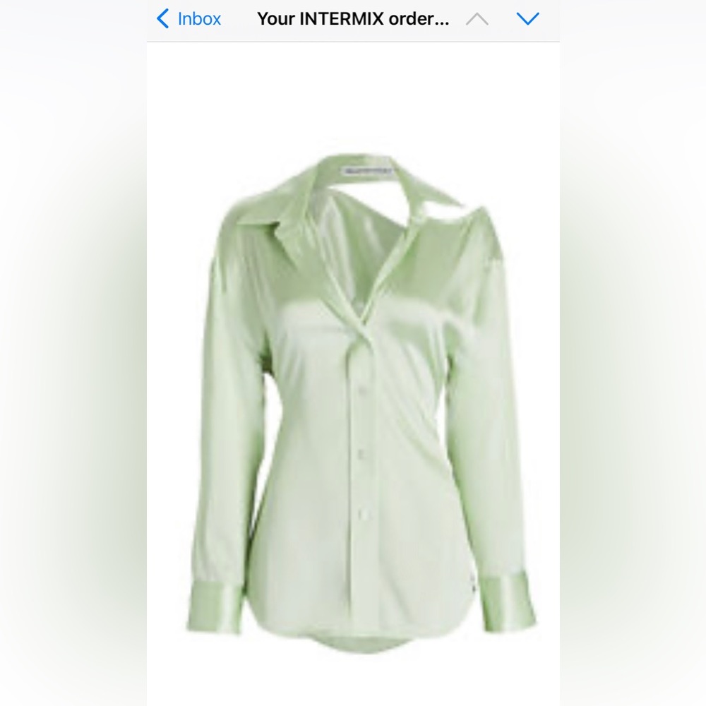 Alexander Wang T. Cut out silk satin shirt /dress light green $365
